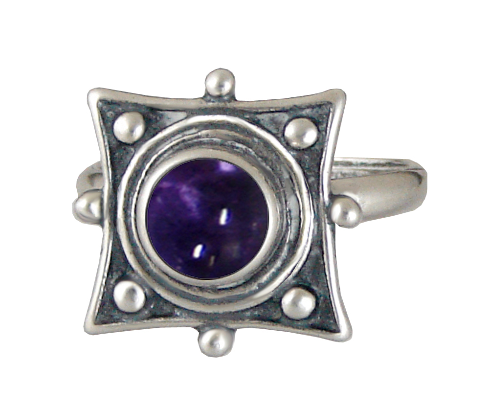 Sterling Silver Art Deco Style Gemstone Ring With Iolite Size 5